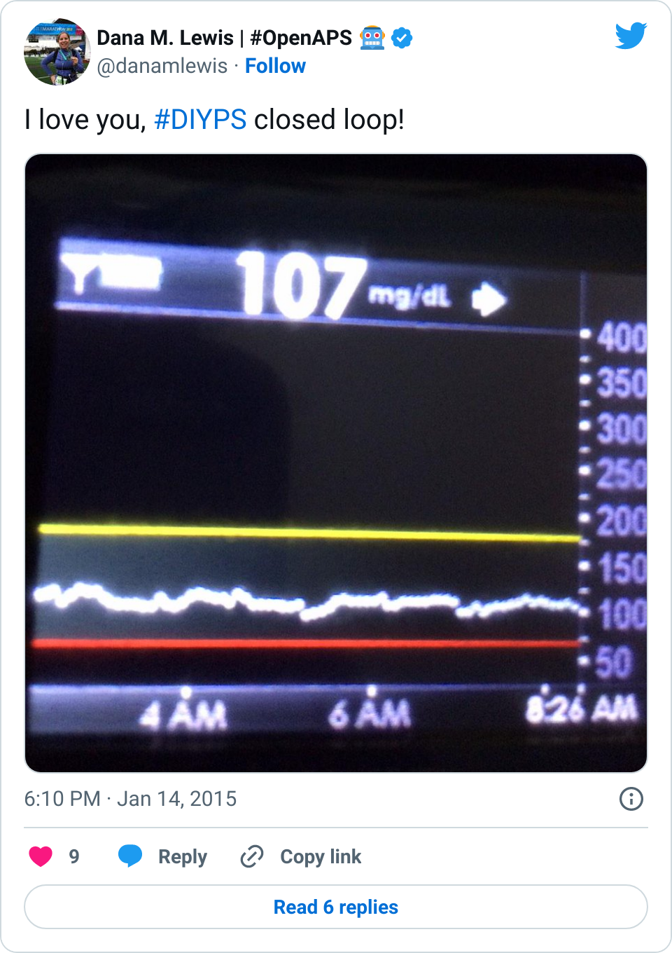 Tweet that says "I love you #DIYPS closed loop"