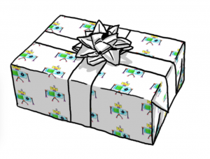 CGM robot giftwrap preview! available on Spoonflower as fabric, gift wrap/wrapping paper, or wallpaper