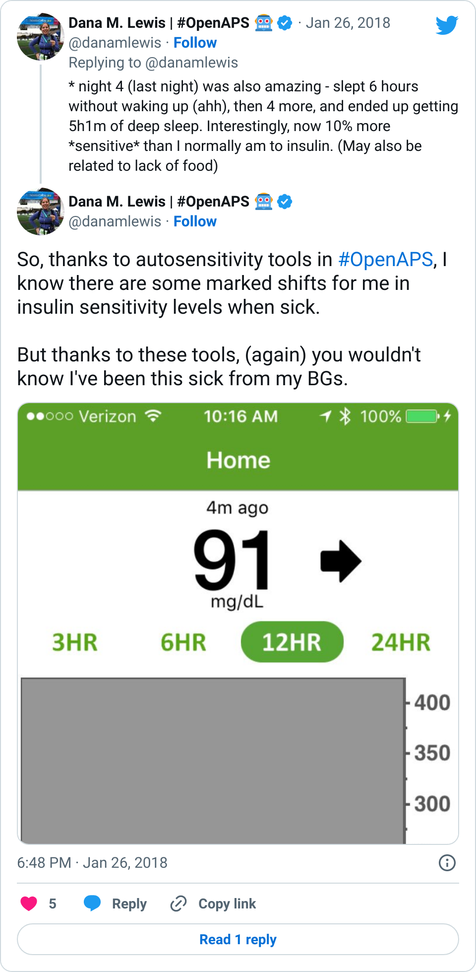 In-range BGs shown on CGM graph thanks to OpenAPS