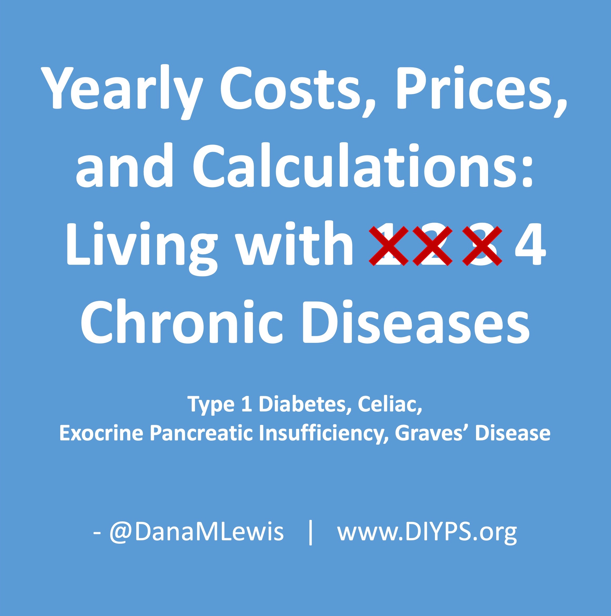 Yearly costs, prices, and calculations of living with 4 chronic diseases (type 1 diabetes, celiac, Graves, and exocrine pancreatic insufficiency)