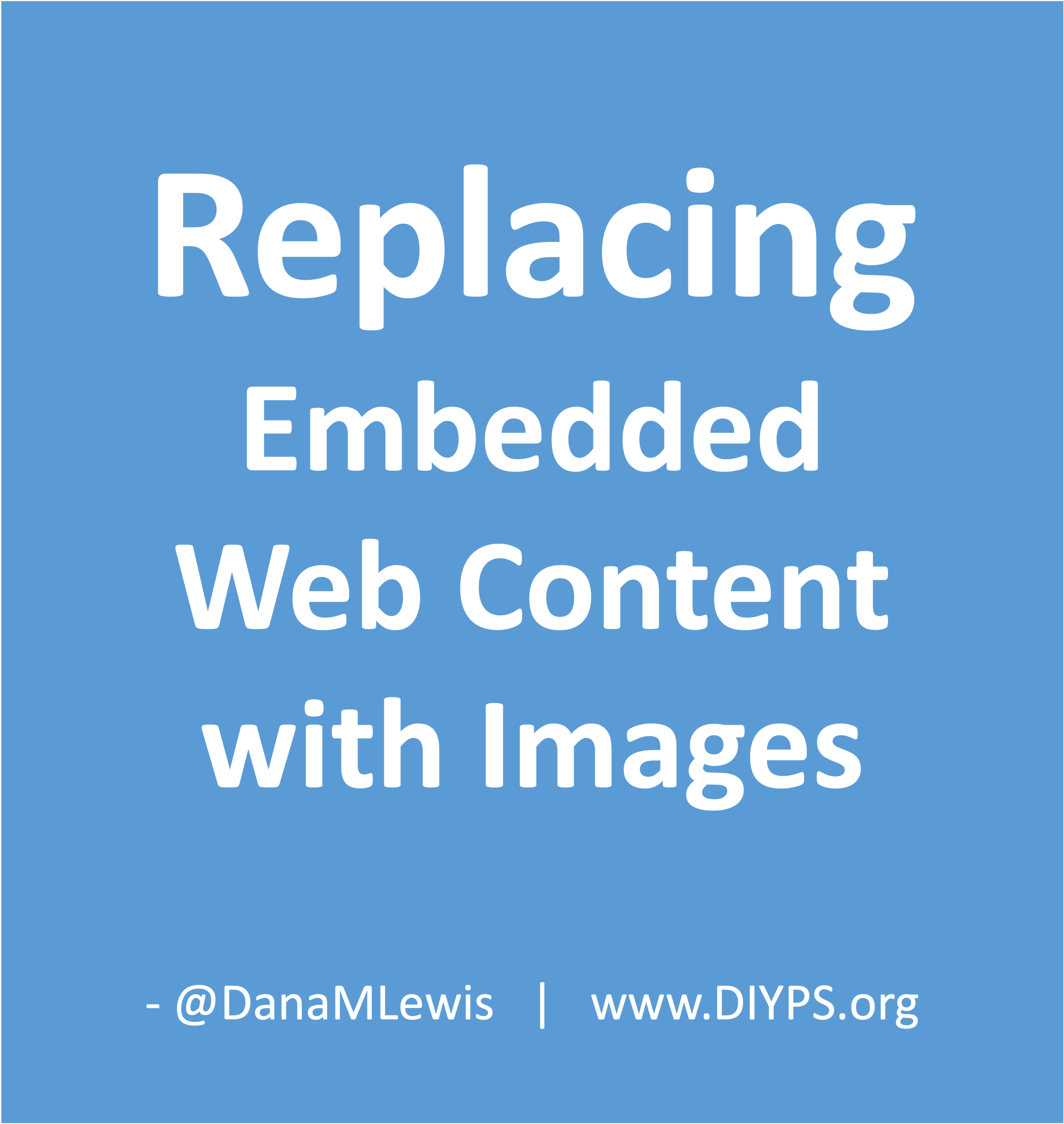 Replacing embedded web content with images by Dana M. Lewis